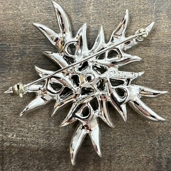 Vintage Sarah Coventry Silvertone AB Rhinestone Flower Silver Pin Brooch - Picture 3 of 7